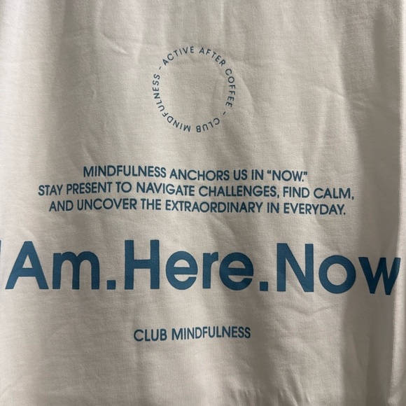 NWT Active After Coffee White Graphic T-Shirt sz m. Mindfulness - Picture 2 of 2